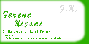 ferenc mizsei business card